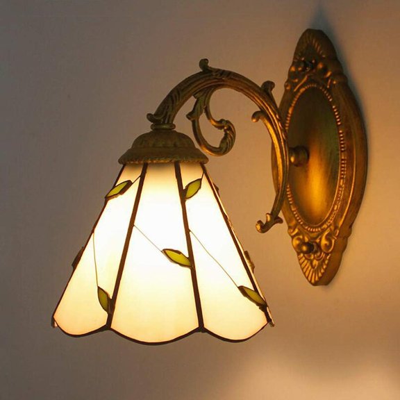 Artistic Style Wall Light, Vintage Stained Glass Wall Sconce, E27 Bulb, Bathroom Mirror Front Light Fixture for Hallway Living Room Bedroom Night Light Indoor,G,3light