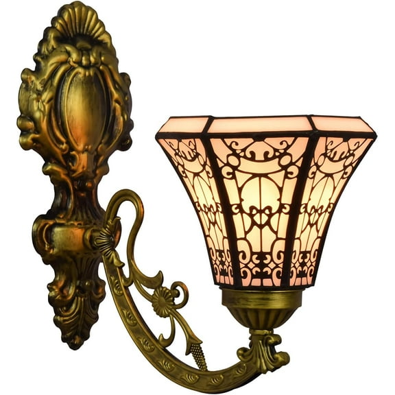 Artistic Style Wall Sconce, Handmade Stained Glass Wall Lamp, E26 Bulb, 6" Width Victorian Decorative Bedside Wall Light for Living Room Bedroom Bathroom Hallway Reading,D