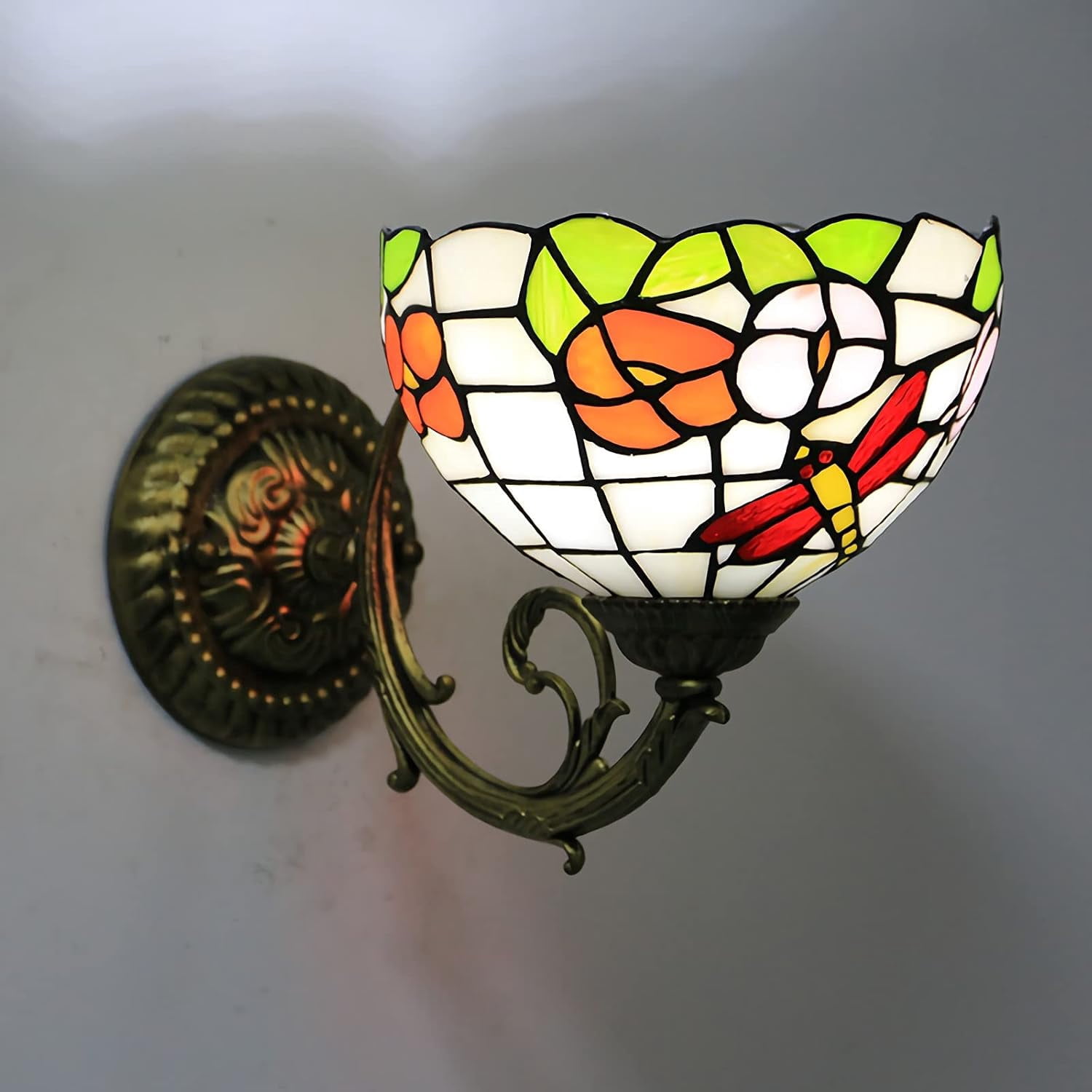 Artistic Style Wall Sconce, Handmade Stained Glass Wall Lamp, E27 Bulb ...