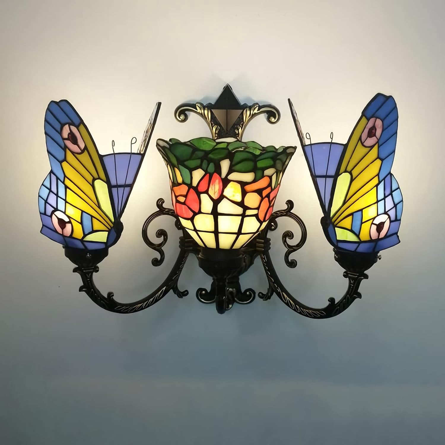 Artistic Style Wall Sconce, Handmade Stained Glass Wall Lamp, E27 Bulb ...