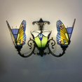 thumbnail image 1 of Artistic Style Wall Sconce, Handmade Stained Glass Wall Lamp, E27 Bulb, Victorian Style Butterfly Decorative Bedside Wall Light for Living Room Bedroom Bathroom Hallway Reading,25, 1 of 2