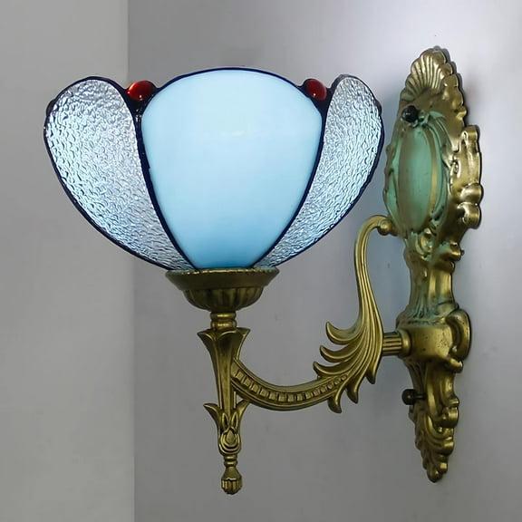 Artistic Style Wall Sconces, Stained Glass Shade Wall Lamp, Victorian Style Metal Wall Light Fixtures for Living Room Hallway Bedroom Bathroom Bedside Decorative, Multicolor,I