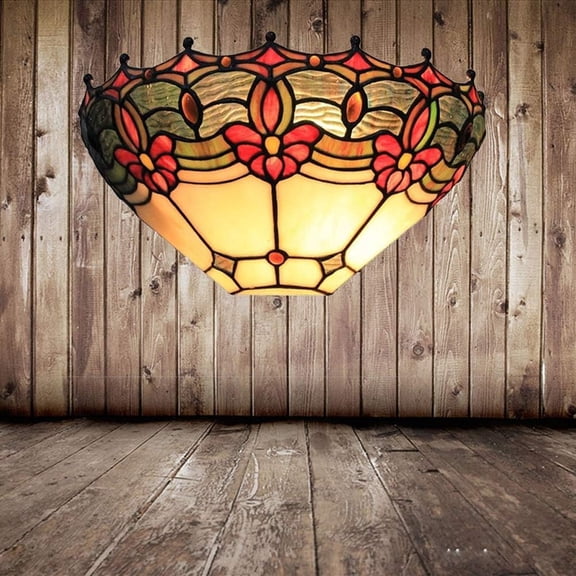 Artistic Style Wall Sconces, Vintage Stained Glass Shade Wall Light Fixtures, 1-Light,Modern Bedside Night Light for Bedroom Living Room Hallway Nightstand Wall Lamps,D