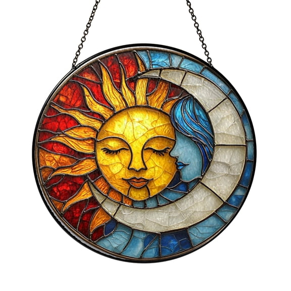 Artistic Sun Figure Art Glass Style Decorative Window Hanging2001