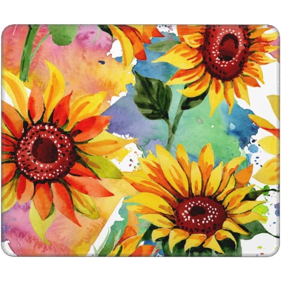 Artistic Sunflower Mouse Pad Yellow Floral Rectangle Mouse Mat Gift for Her Women Girls, 10 x 12 inch Waterproof Mousepad Non-Slip Rubber Mouse Pads for Office Laptop PC Working Gaming