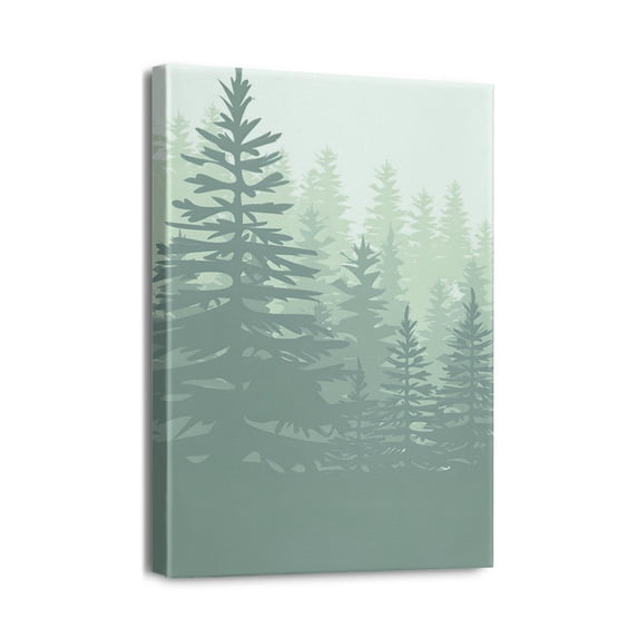 Artistic Sunrise in Misty Forest - 12x16 Inch Canvas Wall Decor for Bedroom, Living Room, or Bathroom