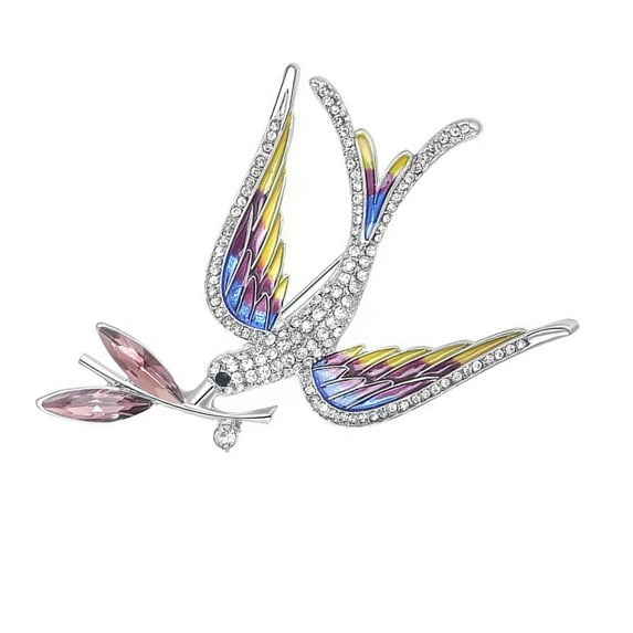 Artistic Swallow Bird Brooch Accessory Zinc Alloy Vibrant Enamel Finish Rhinestones Decorated Pin Accessory