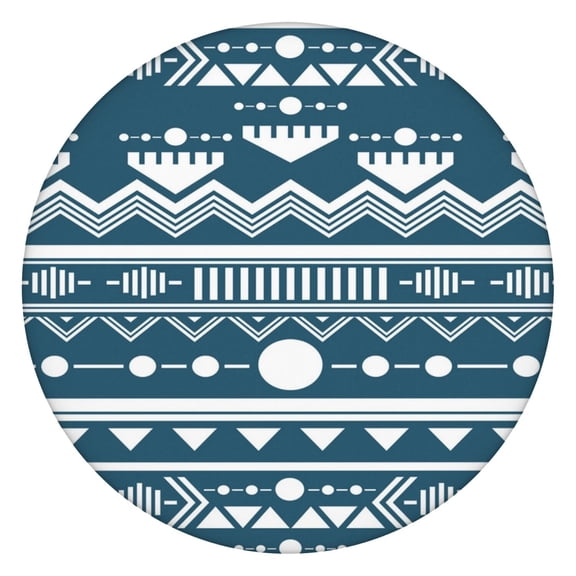 Artistic Tablecloth Round Boho Chic Tribal Style, Waterproof Vinyl Table Cover, Elastic Edge, Backed for Dining Room