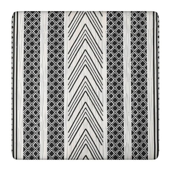 Artistic Tablecloth Square Boho Chic Tribal Style, Waterproof Vinyl Table Cover, Elastic Edge, Backed for Dining Room