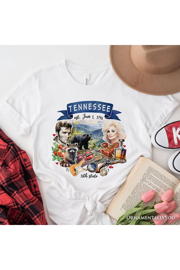 Artistic Tennessee State Themes and Landmarks T-Shirt, Tee for History and Travel Lovers