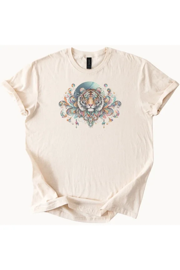 Artistic Tiger Face T Shirt Wild Animal Mandala Colorful Nature Inspired Design Size S-5Xl Heygategoo Tee