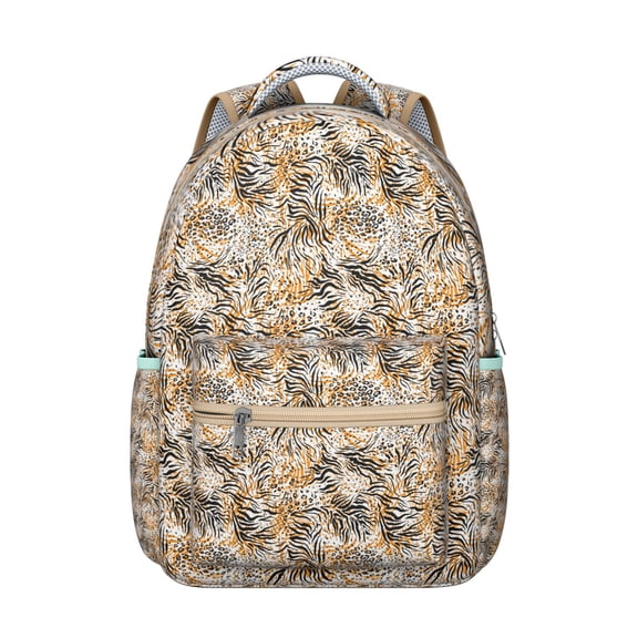Artistic Tiger Pattern Backpack for Student Jungle Animal Roar Print Bengal Stripes Wild Tribal Face Design for Student School Bookbag