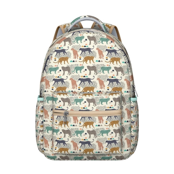 Artistic Tiger Pattern Backpack for Student Jungle Animal Roar Print Bengal Stripes Wild Tribal Face Design for Student School Bookbag