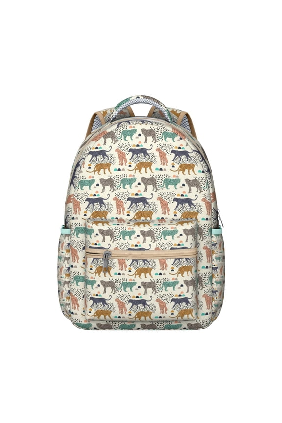 Artistic Tiger Pattern Backpack for Student Jungle Animal Roar Print Bengal Stripes Wild Tribal Face Design for Student School Bookbag