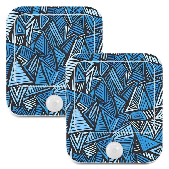 Artistic Triangle Geometrical 2 Pack LED Motion Sensor Night Light Plug into Wall Auto Dusk to Dawn Adjustable Brightness for Kids Bedroom Hallway Nursery Room