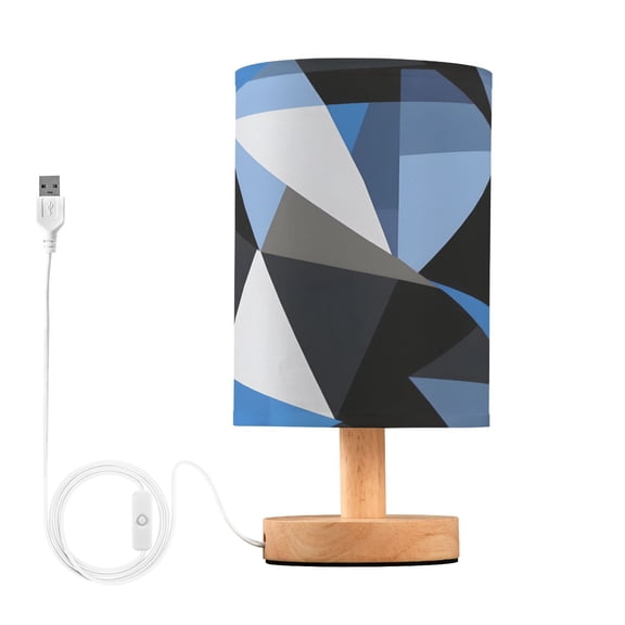 Artistic Triangle Geometry Bedside Table Lamp Desk Warm Lights with USB Charging Port Cylinder LED Lamps for Bedroom Living Room Office