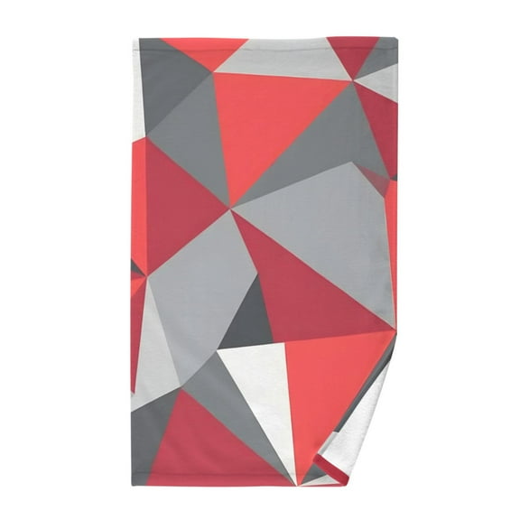 Artistic Triangle Geometry Red Cotton Face Towel Soft Hand Towel Absorbent Bathroom Towel for Kitchen Hotel