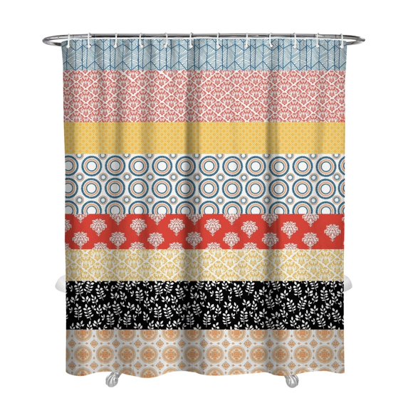 Artistic Tribal Boho Curtain 72x84 Inches Bathroom Decor Quick-Drying Polyester Fabric with Plastic Rings Vintage Look