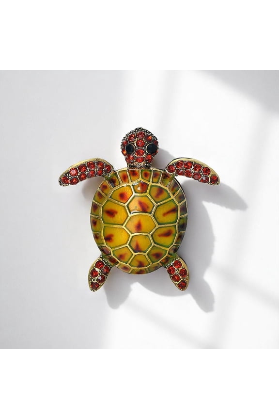 Artistic Turtle Diamond Drop Brooch Retro Lapel Pin