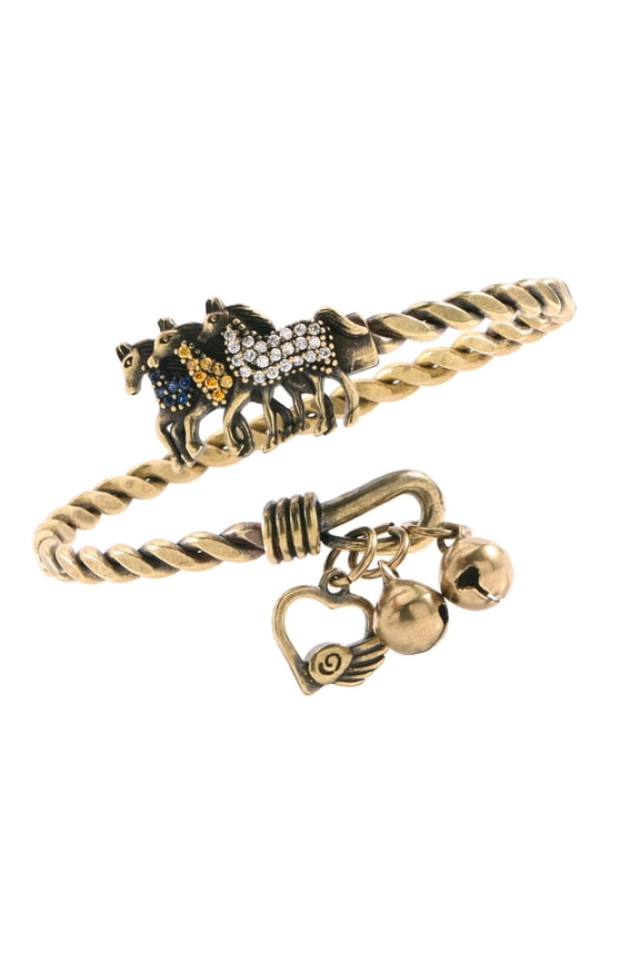 Artistic Twisted Wire Bangle Showcasing Equestrian Theme And Adjustable Fit