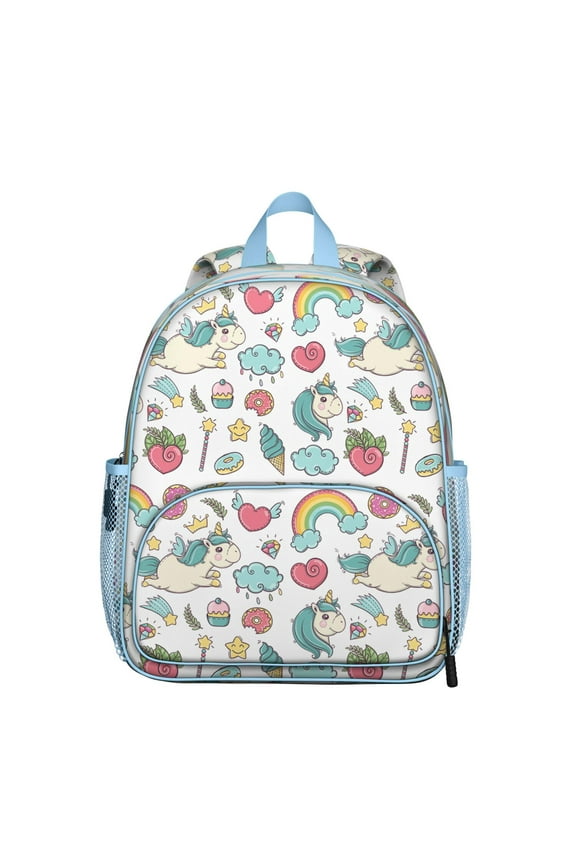 Artistic Unicorn Illustration Backpack – Watercolor Unicorn and Rainbow Theme with Moon, Stars and Mystical Sky Design