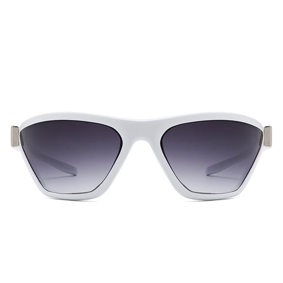 Artistic Unique Sunglasses, White Frame with Gray Gradient Lenses