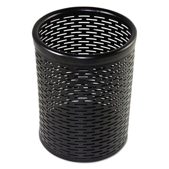 Urban Collection 3.5 in. Diameter x 4.5 in. H Punched Metal Pencil Cup - Black