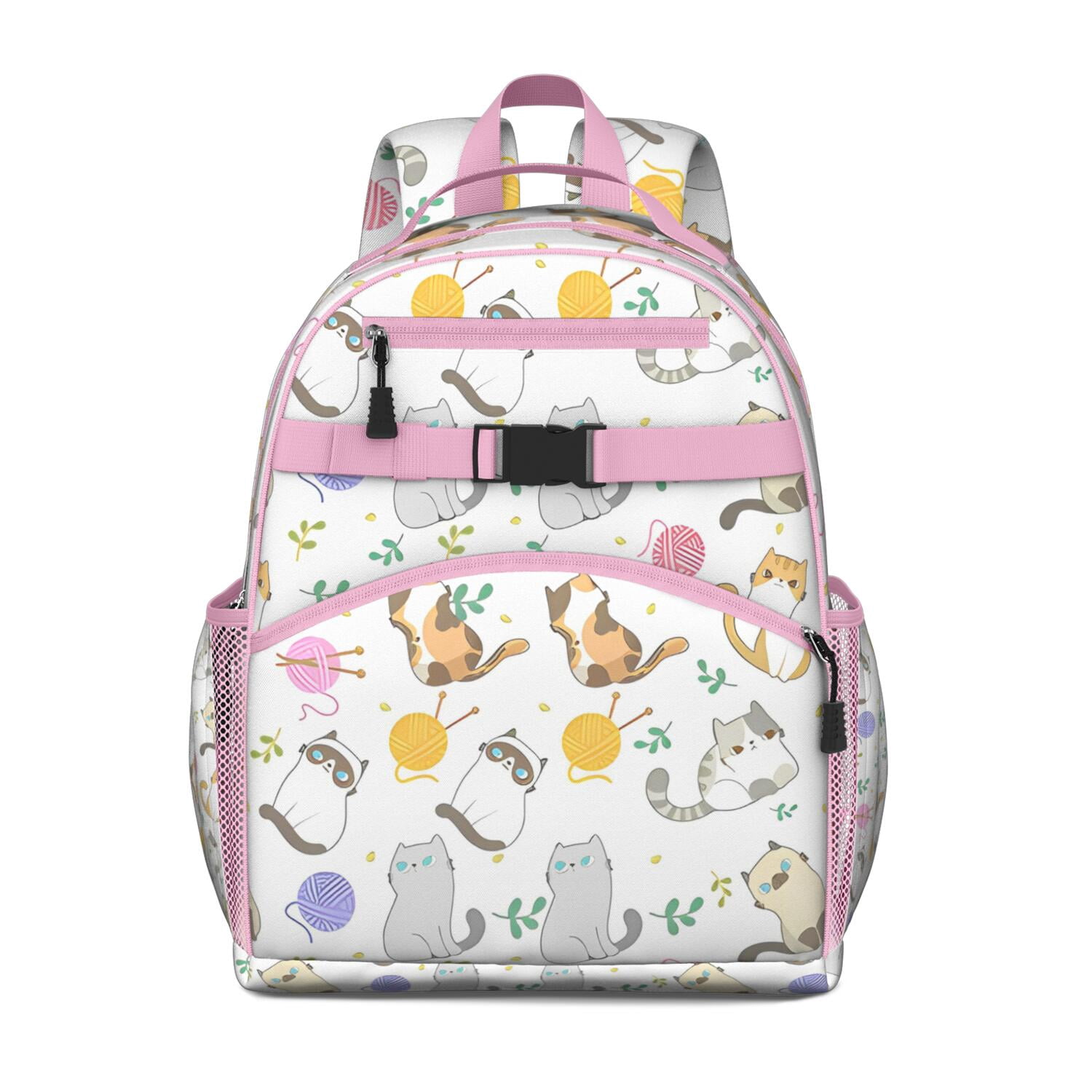 Artistic Vintage Cat Print Students Backpack with Cute Cat Illustration ...