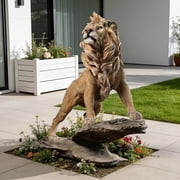 Vintage Artistic Lion Statue, Large Lifelike Resin Sculpture, Indoor Outdoor Decor Ornament for Home Garden Office Decoration