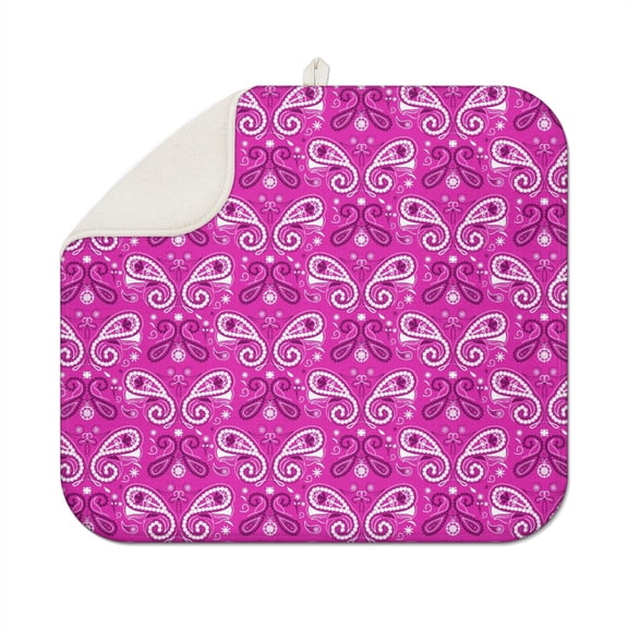 Artistic Vintage Paisley Coffee Mat with Elegant Floral and Colorful Geometric Pattern – Durable Microfiber Dish Drying Pad, Scratch Protection Spill Mat for Coffee Makers