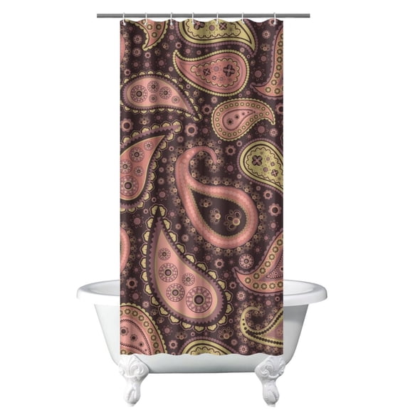 Artistic Vintage Paisley Curtain 36x72 Inches, Quick-Drying Polyester with Hooks, Bohemian Floral Chic Design for Bathrooms