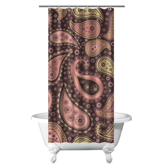 Artistic Vintage Paisley Curtain 36x72 Inches, Quick-Drying Polyester with Hooks, Bohemian Floral Chic Design for Bathrooms