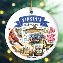 Artistic Virginia State Themes and Landmarks Christmas Ornament