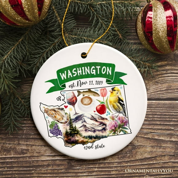 Artistic Washington State Themes and Landmarks Christmas Ornament
