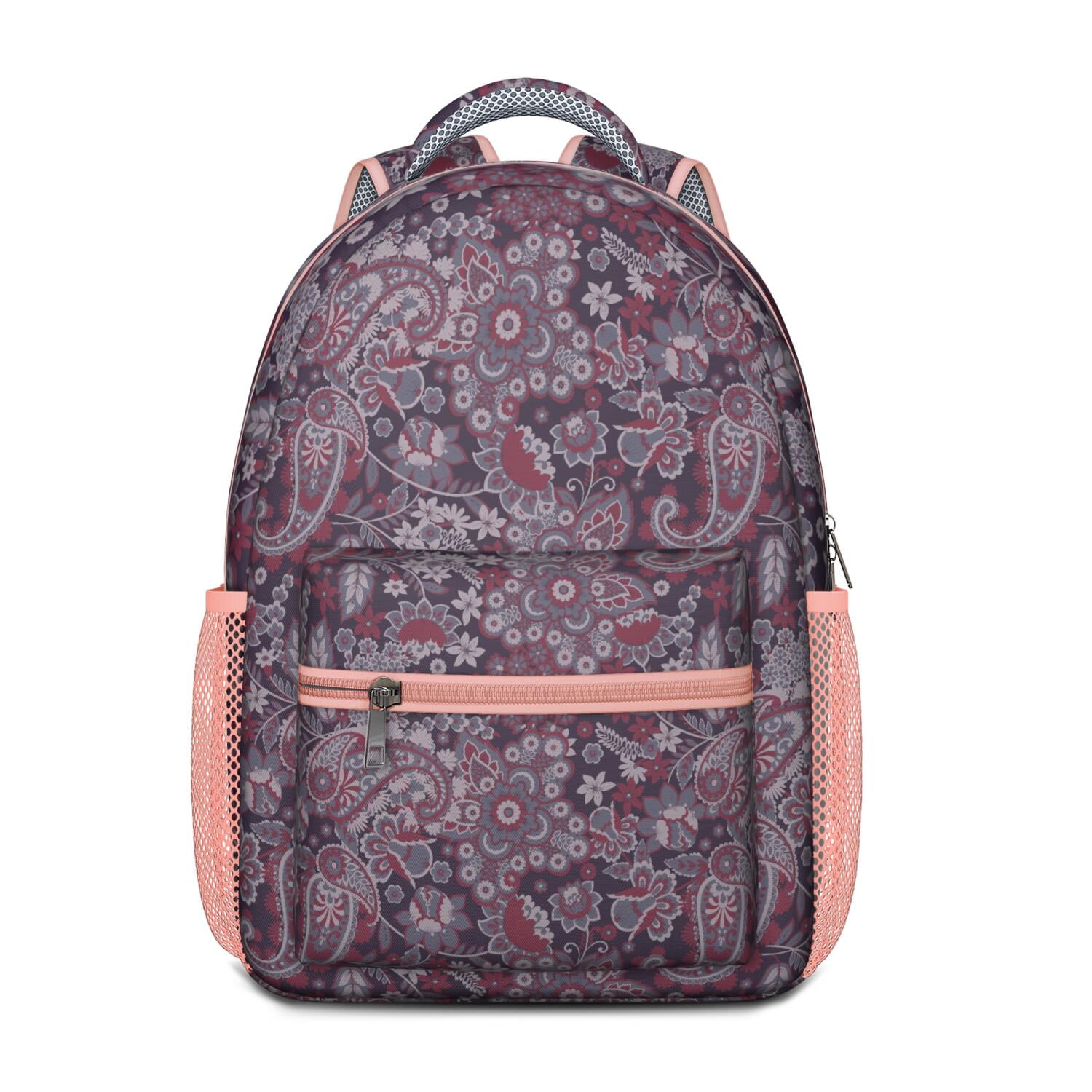 Artistic Waterproof School Backpack - Vintage Paisley Floral Print & Breathable Mesh Straps for Teens