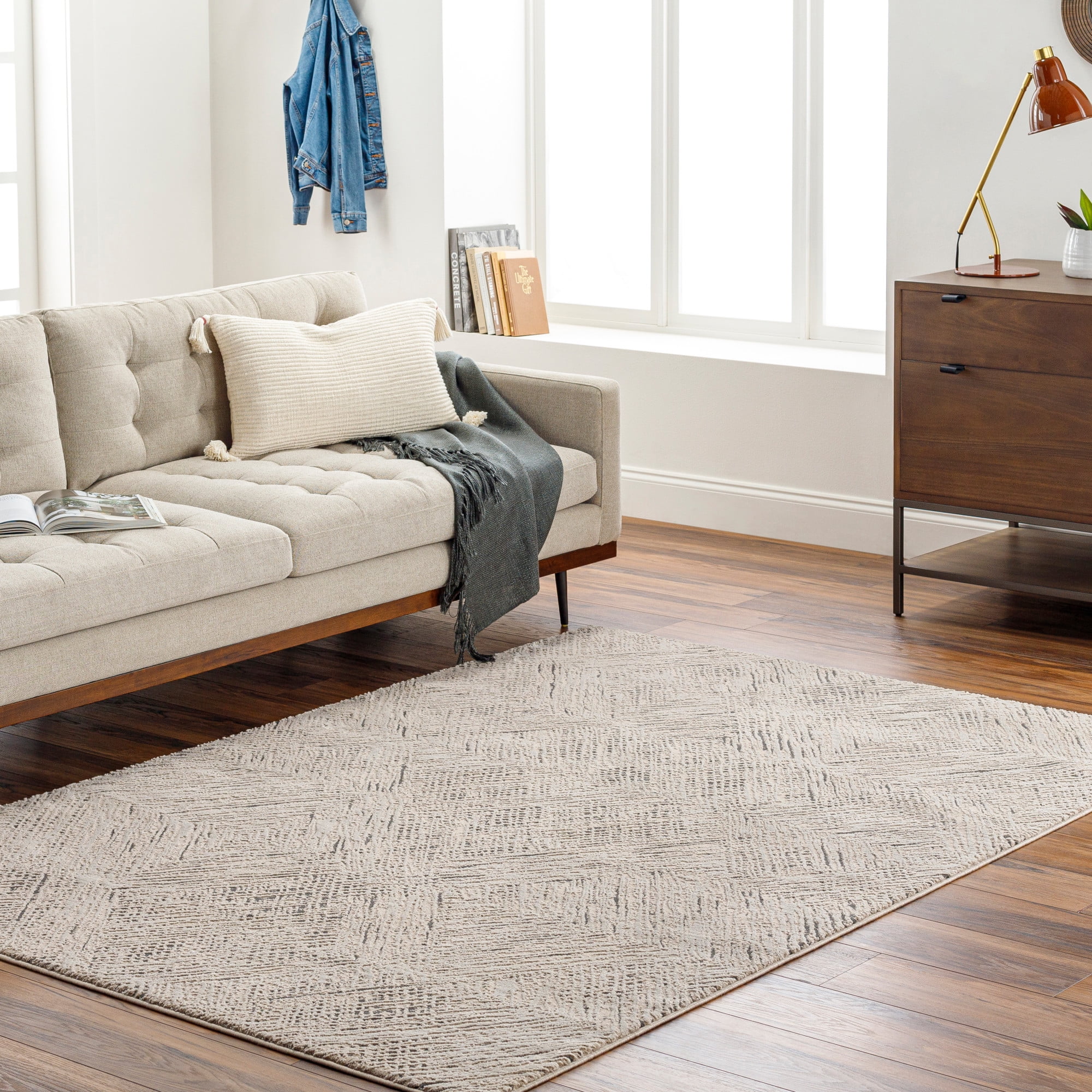 Taupe Recycled Fabric Machine Washable Area Rug, 5' x 7'