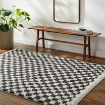 Livabliss Birmingham Modern Checkerboard Area Rug, 5'3" x 7', Black