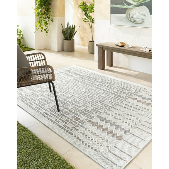 Artistic Wavers Bouclair Area Rug, 6'7" x 9', Ivory/Light Gray