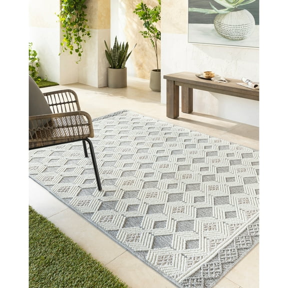 Artistic Wavers Bouclair Area Rug, 6'7" x 9', Light Gray/Cream