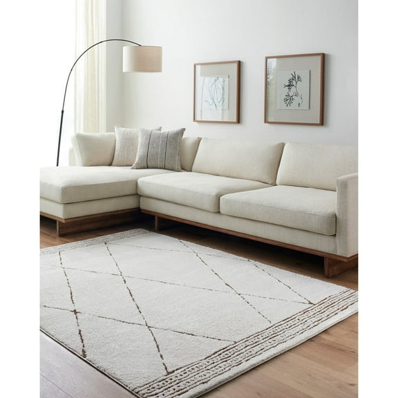 Livabliss Area Rugs for Living Room, 8x10 Freud Global Ivory Rug, Bedroom Dining Room Home Decor Stain Resistant Carpet (7'10" x 10')