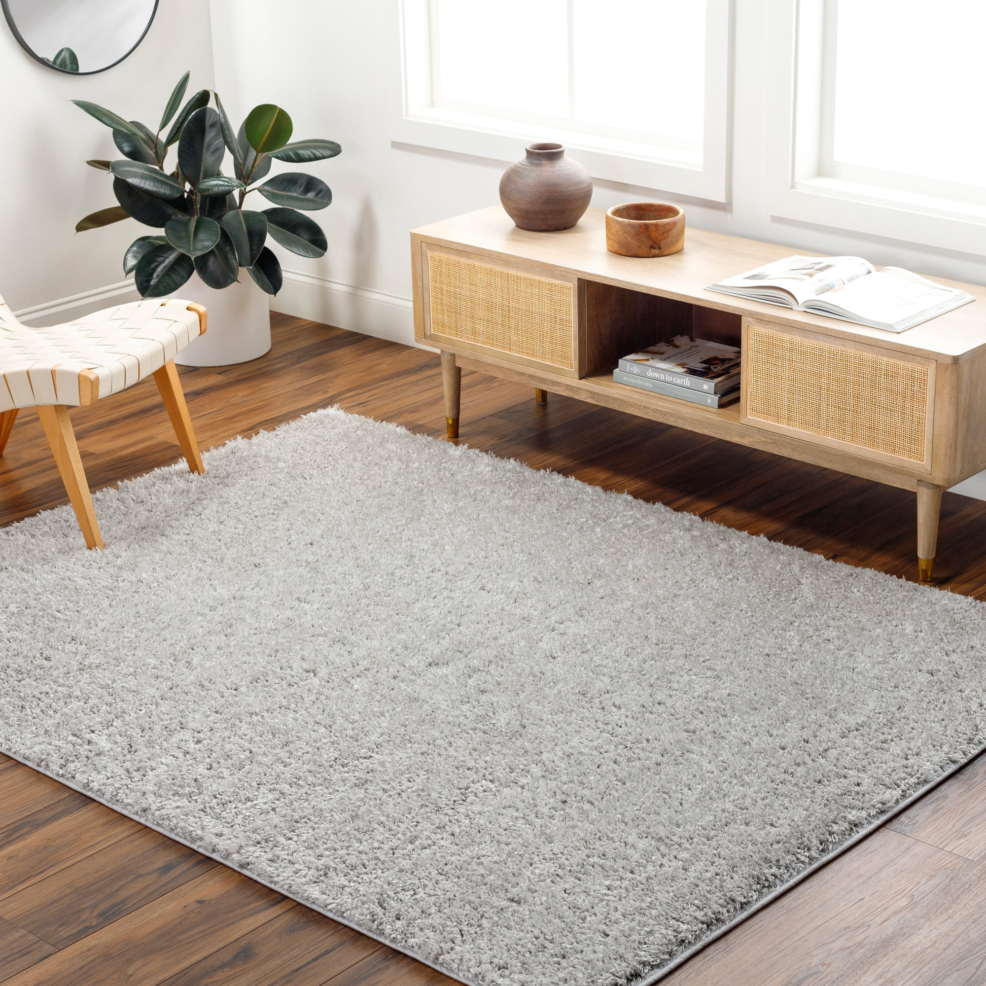 Artistic Wavers Moda Shag Area Rug, 9'2" x 12', Light Gray