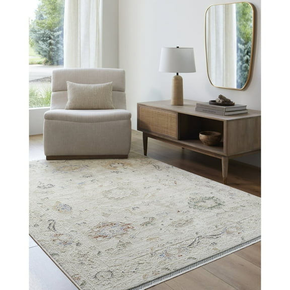 Livabliss Area Rugs for Living Room, 5x7 Rivaldo Traditional Cream Rug, Bedroom Dining Room Home Decor Stain Resistant Carpet (5' x 7')