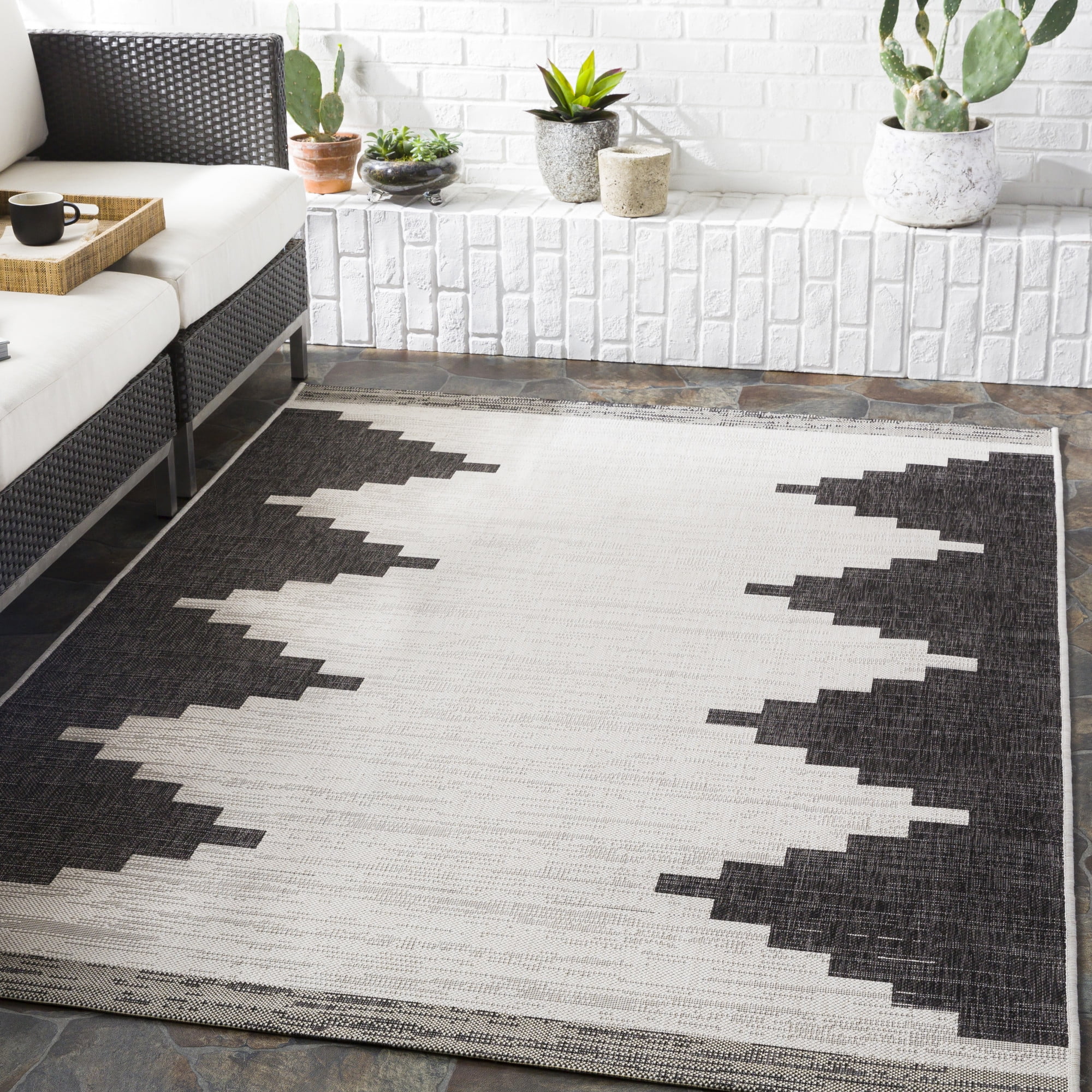 Artistic Weavers 8' x 8' Charcoal Oriental Outdoor Rug