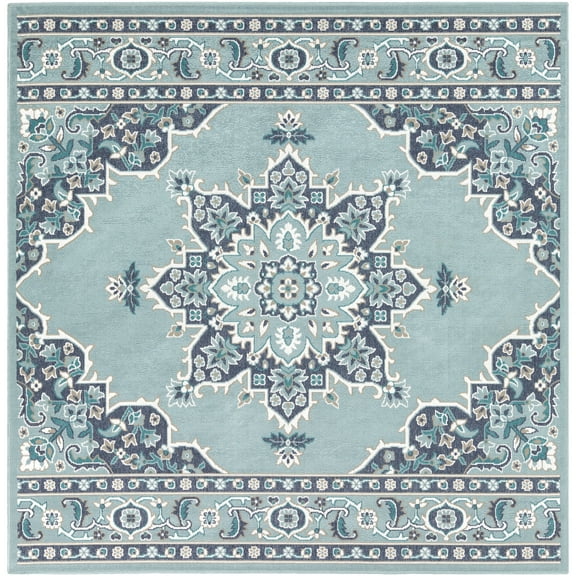 Artistic Weavers Alfresco Oriental Area Rug, Aqua ,7'3" x 7'3"