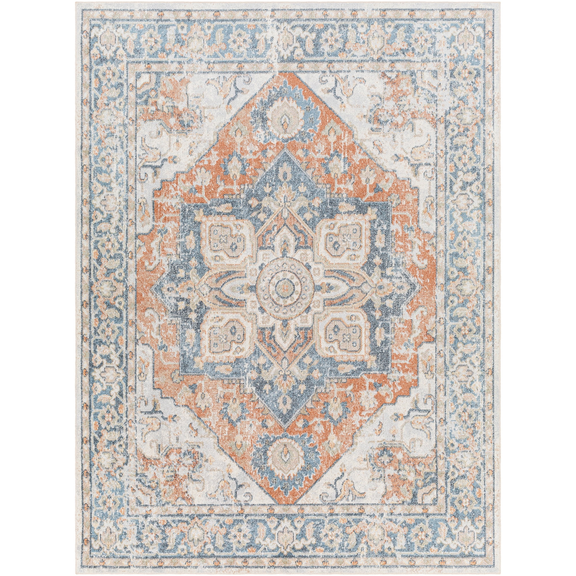 Artistic Weavers  Camel/Navy 7'  Machine Washable Round Area Rug