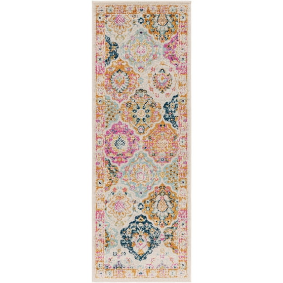 Artistic Weavers Chester Medallion Runner Area Rug, Mustard/Pink ,2'7" x 7'3"