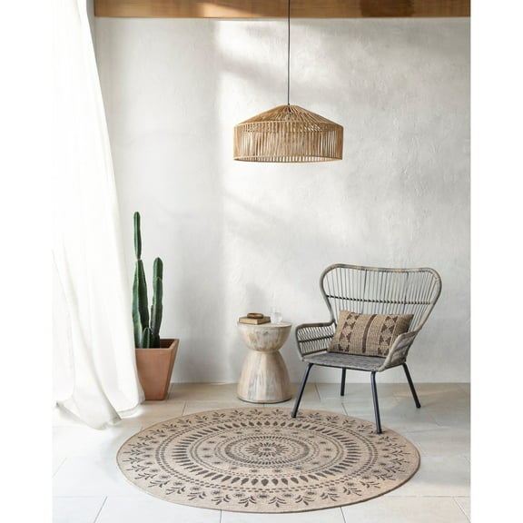 Artistic Weavers Encore Outdoor Area Rug, 7'8" x 7'8", Tan/Charocal