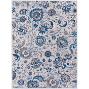 Artistic Weavers Gracil Gray/Navy Floral 6'7" x 9' Rectangle Area Rug