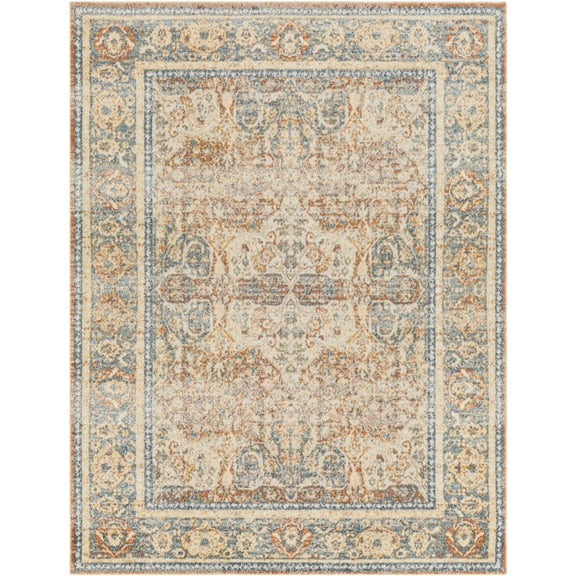 Artistic Weavers  Ice Blue/Brown 7'  Machine Washable Round Area Rug