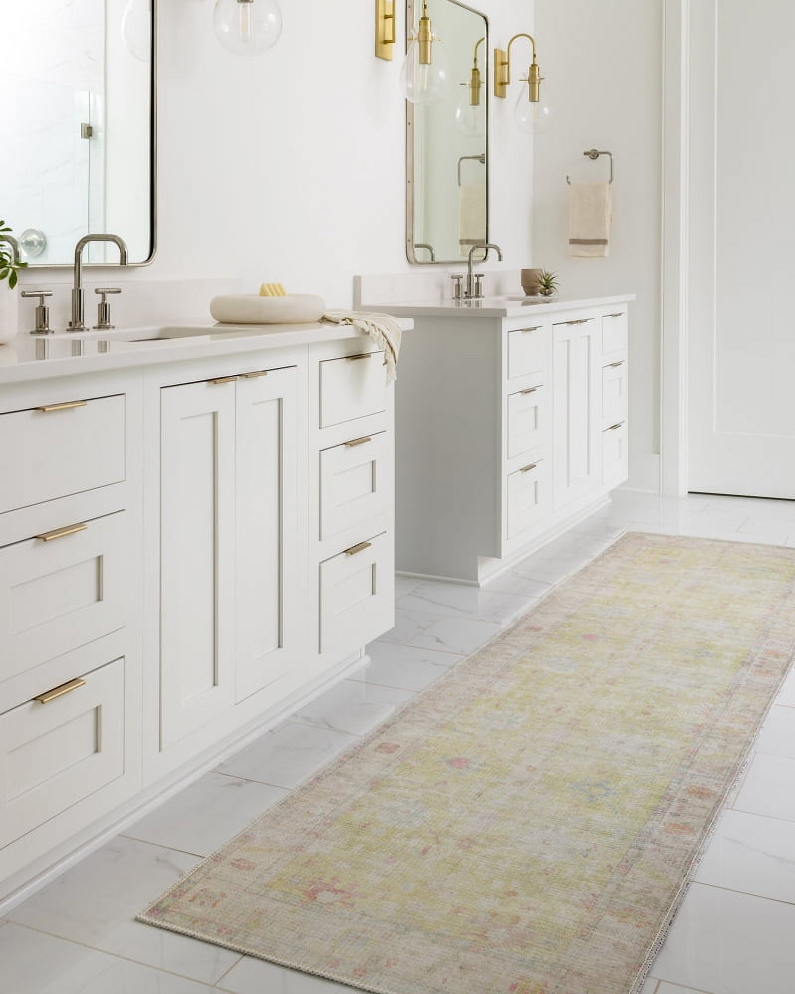 Lafayette Green and Multi Washable Polyester Runner Rug